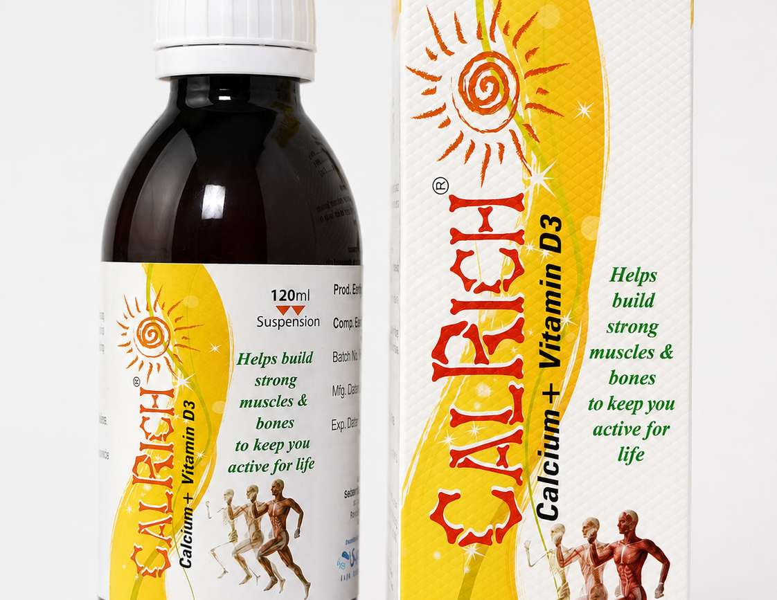 Calrich Calcium + Vitamin D3 Suspension - 120 ml product