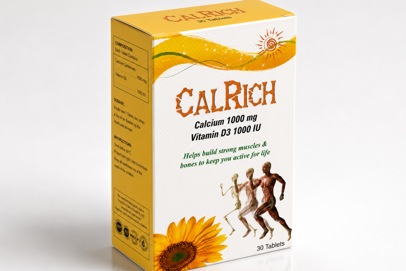 Calrich Calcium 1000 mg + Vitamin D3 - 30 Tablets product