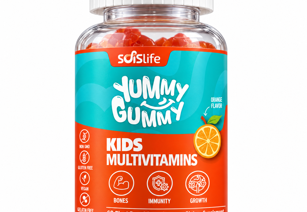 Yummy Gummy Kids Multivitamins orange flavour, 60 plant-based gummies