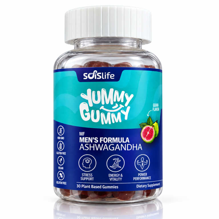 Yummy Gummy Men’s Formula Ashwagandha guava flavour, 30 plant-based gummies